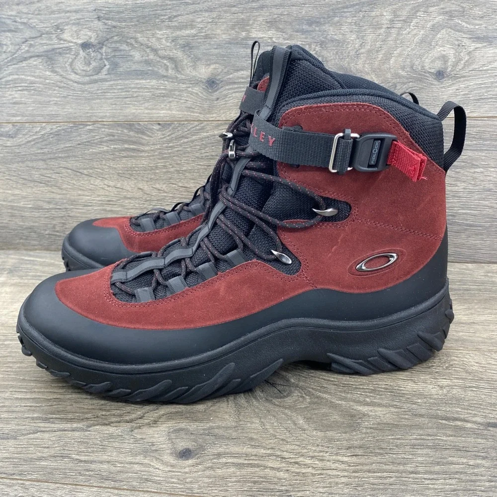 Oakley Meridian Terrain Hiking Boots Mens 13 Red Black Suede Vibram FOF100582